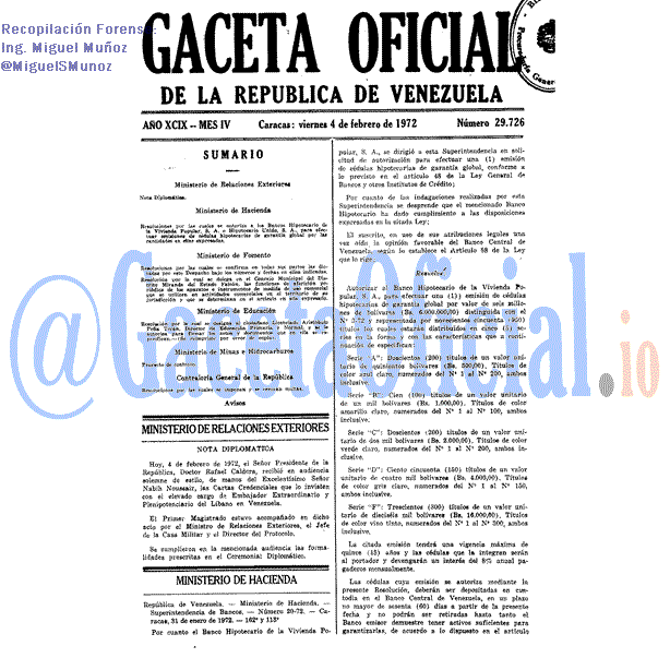 Gaceta Oficial 29726 del 4 Febrero 1972
