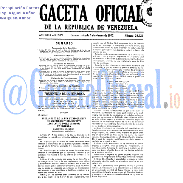 Gaceta Oficial 29727 del 5 Febrero 1972