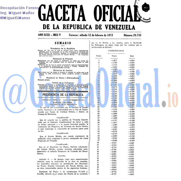 Gaceta Oficial 29733 del 12 Febrero 1972