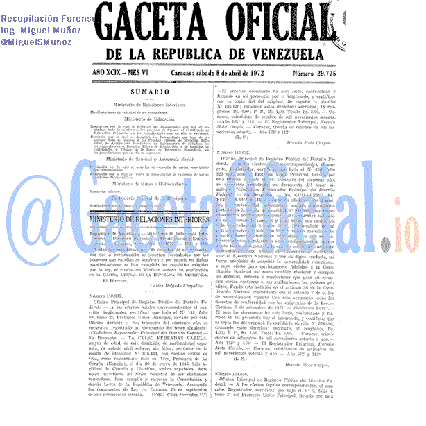 Gaceta Oficial 29775 del 8 Abril 1972
