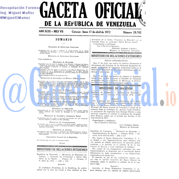 Gaceta Oficial 29782 del 17 Abril 1972