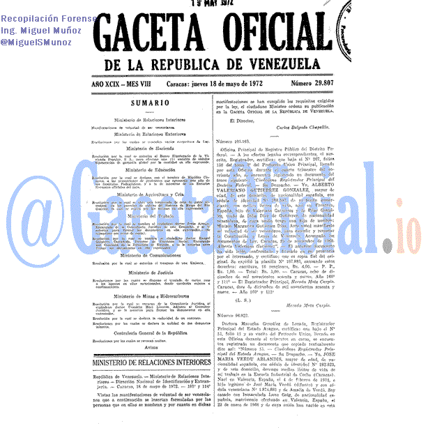 Gaceta Oficial 29807 del 18 Mayo 1972