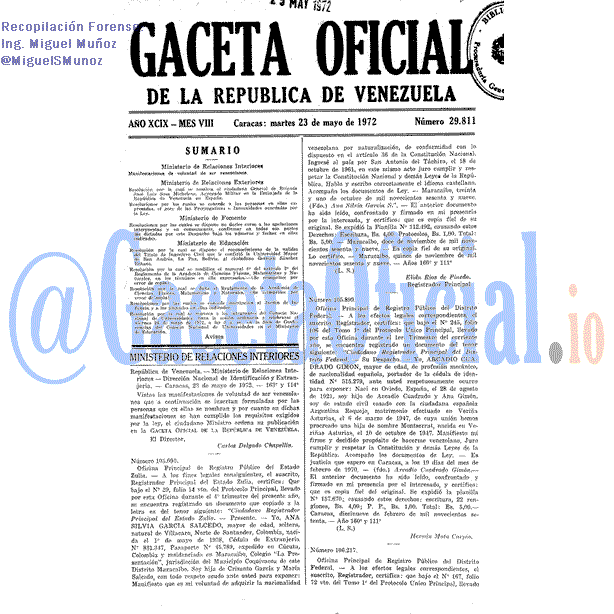 Gaceta Oficial 29811 del 23 Mayo 1972