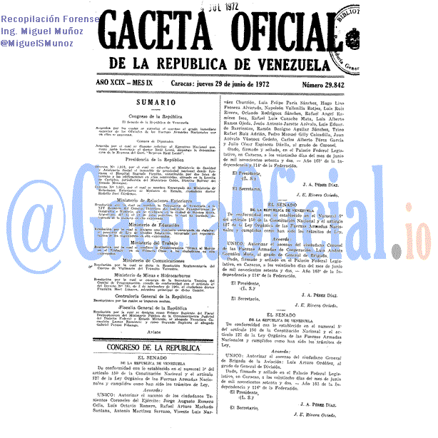 Gaceta Oficial 29842 del 29 Junio 1972