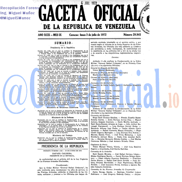 Gaceta Oficial 29845 del 3 Julio 1972