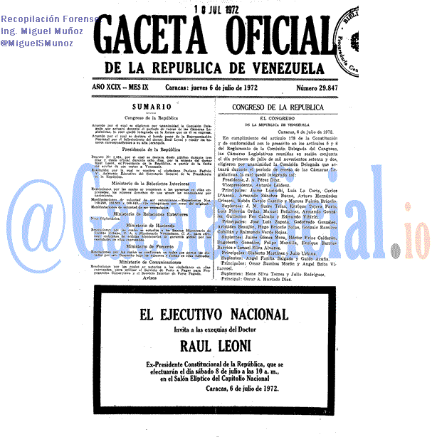 Gaceta Oficial 29847 del 6 Julio 1972