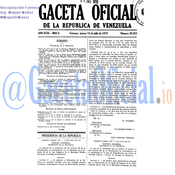 Gaceta Oficial 29853 del 13 Julio 1972