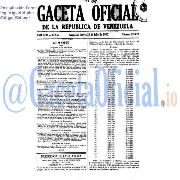 Gaceta Oficial 29859 del 20 Julio 1972
