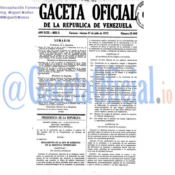 Gaceta Oficial 29860 del 21 Julio 1972