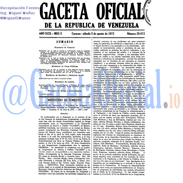Gaceta Oficial 29872 del 5 Agosto 1972