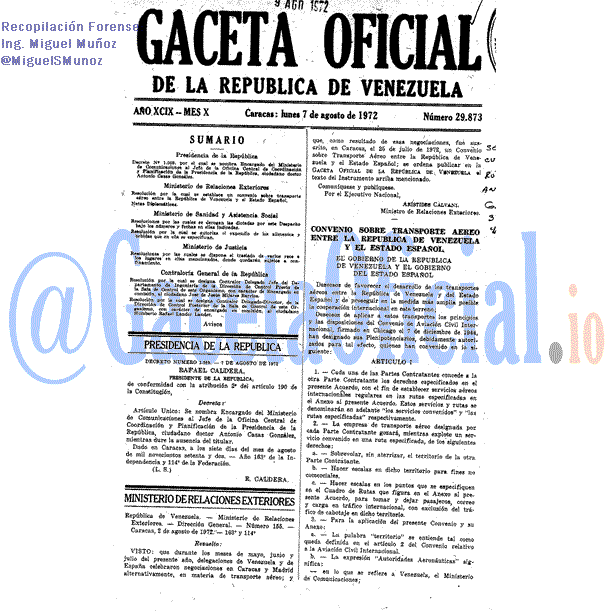Gaceta Oficial 29873 del 7 Agosto 1972