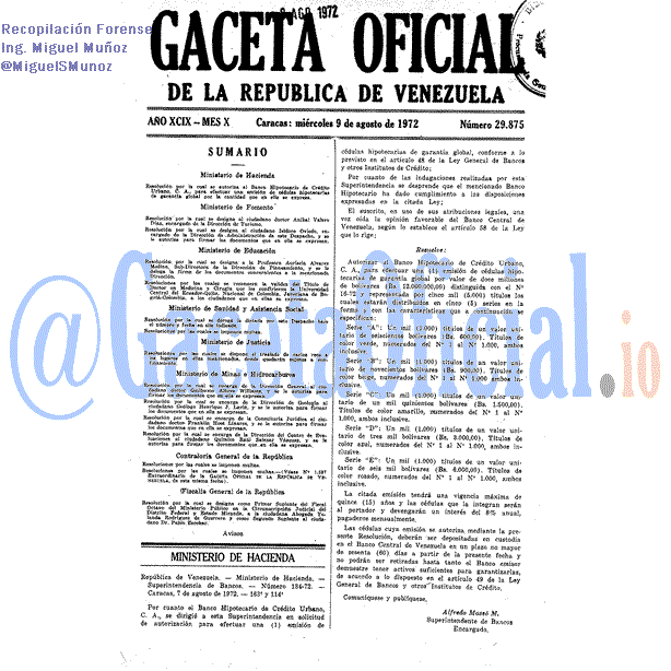 Gaceta Oficial 29875 del 9 Agosto 1972
