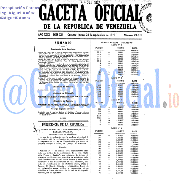 Gaceta Oficial 29912 del 21 Septiembre 1972