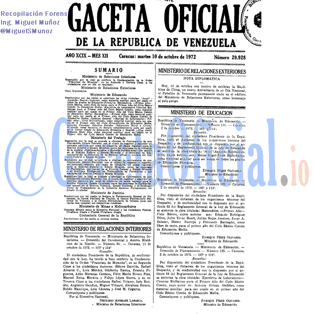 Gaceta Oficial 29928 del 10 Octubre 1972