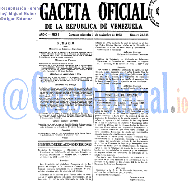 Gaceta Oficial 29945 del 1 Noviembre 1972