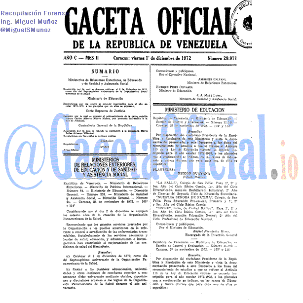 Gaceta Oficial 29971 del 1 Diciembre 1972
