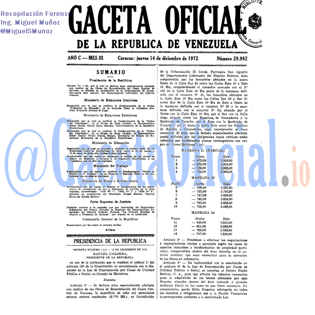 Gaceta Oficial 29982 del 14 Diciembre 1972