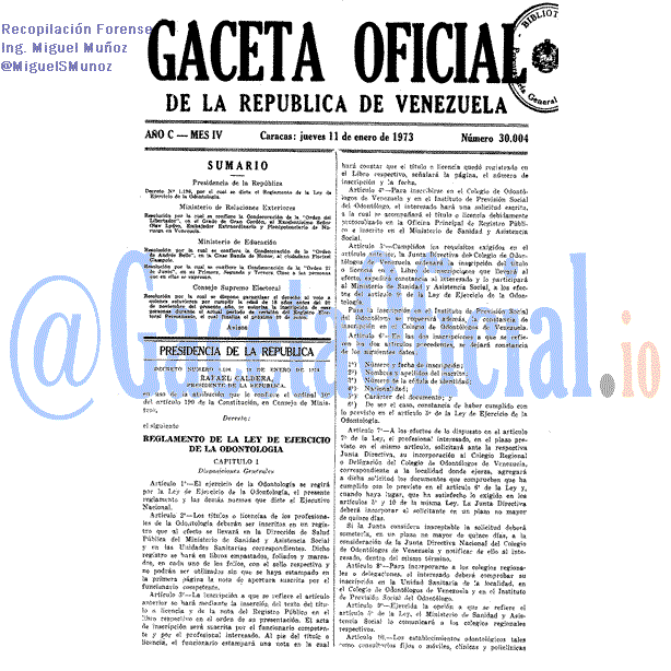 Gaceta Oficial 30004 del 11 Enero 1973