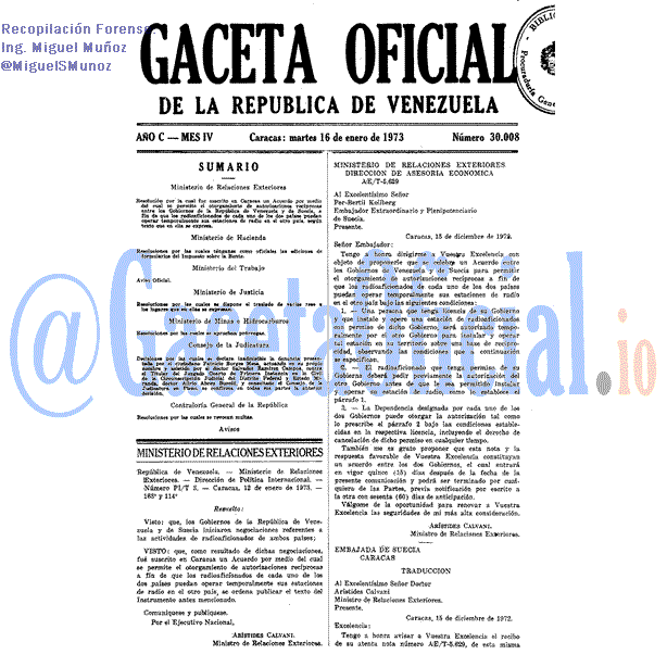 Gaceta Oficial 30008 del 16 Enero 1973