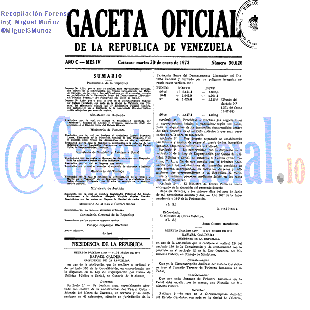Gaceta Oficial 30020 del 30 Enero 1973