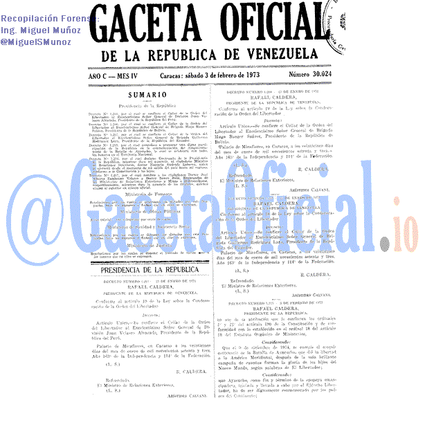 Gaceta Oficial 30024 del 3 Febrero 1973