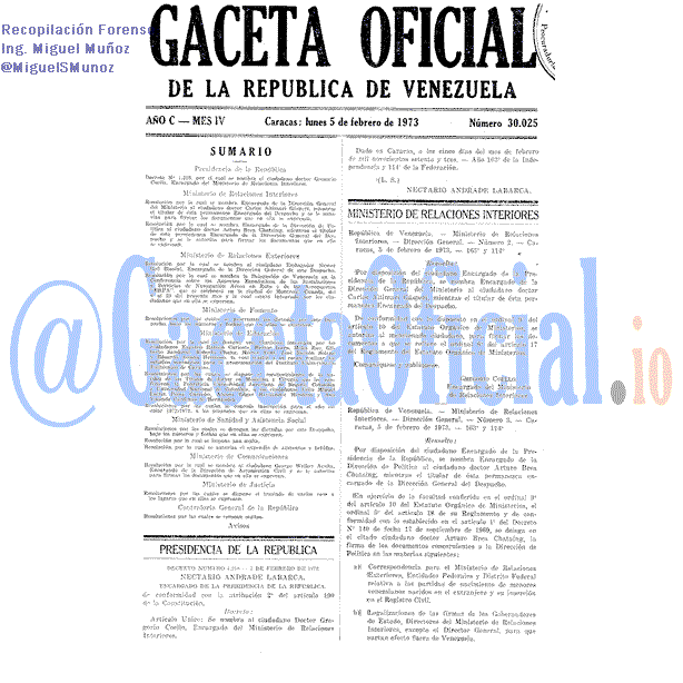 Gaceta Oficial 30025 del 5 Febrero 1973
