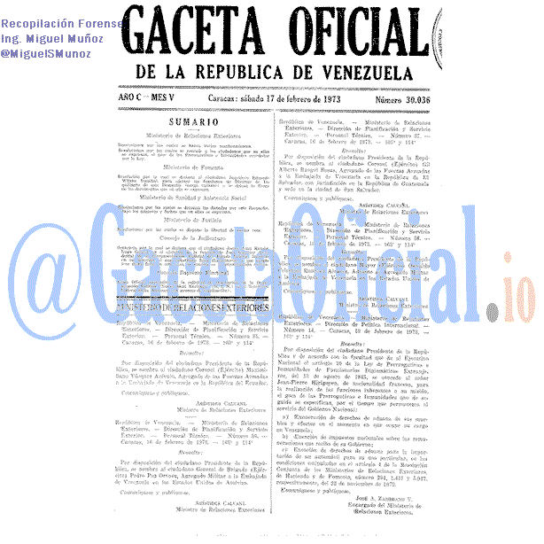Gaceta Oficial 30036 del 17 Febrero 1973