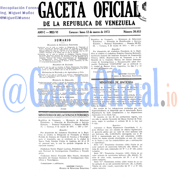 Gaceta Oficial 30053 del 12 Marzo 1973
