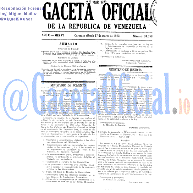 Gaceta Oficial 30058 del 17 Marzo 1973