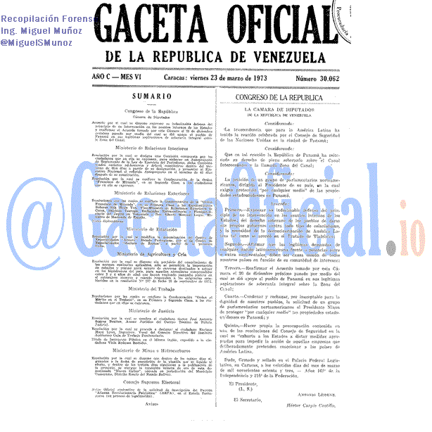Gaceta Oficial 30062 del 23 Marzo 1973