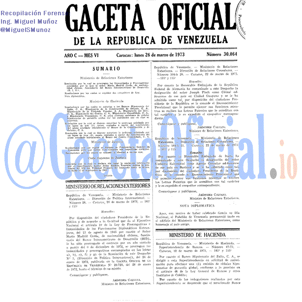Gaceta Oficial 30064 del 26 Marzo 1973