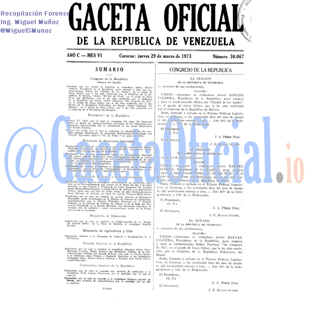 Gaceta Oficial 30067 del 29 Marzo 1973