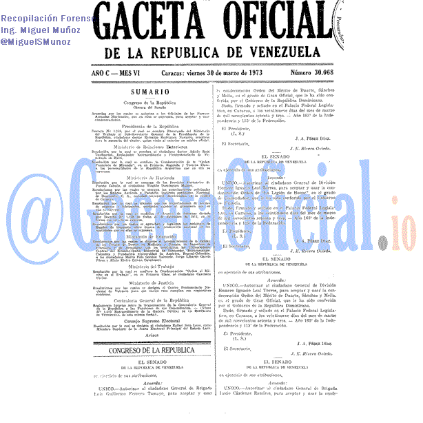 Gaceta Oficial 30068 del 30 Marzo 1973