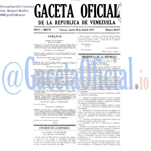 Gaceta Oficial 30077 del 10 Abril 1973