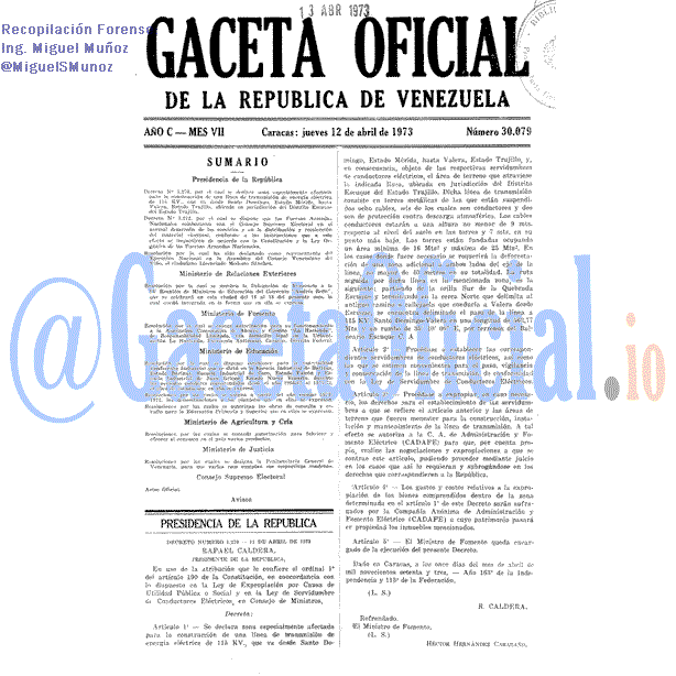 Gaceta Oficial 30079 del 12 Abril 1973