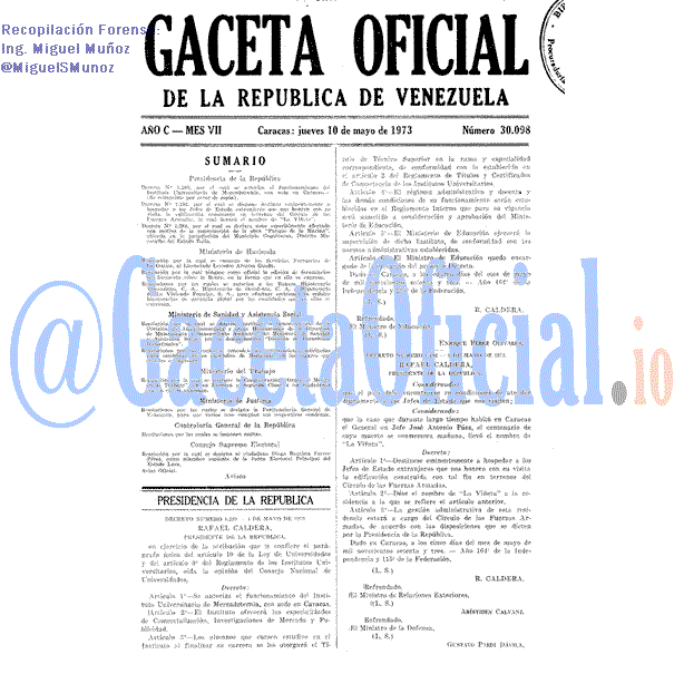 Gaceta Oficial 30098 del 10 Mayo 1973