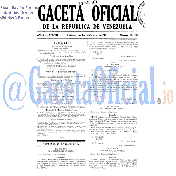 Gaceta Oficial 30108 del 22 Mayo 1973