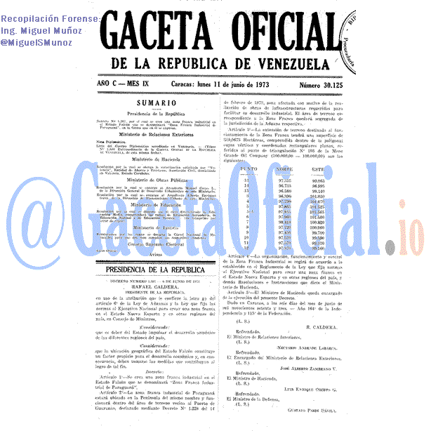 Gaceta Oficial 30125 del 11 Junio 1973