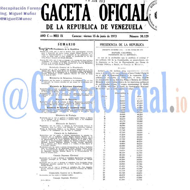 Gaceta Oficial 30129 del 15 Junio 1973