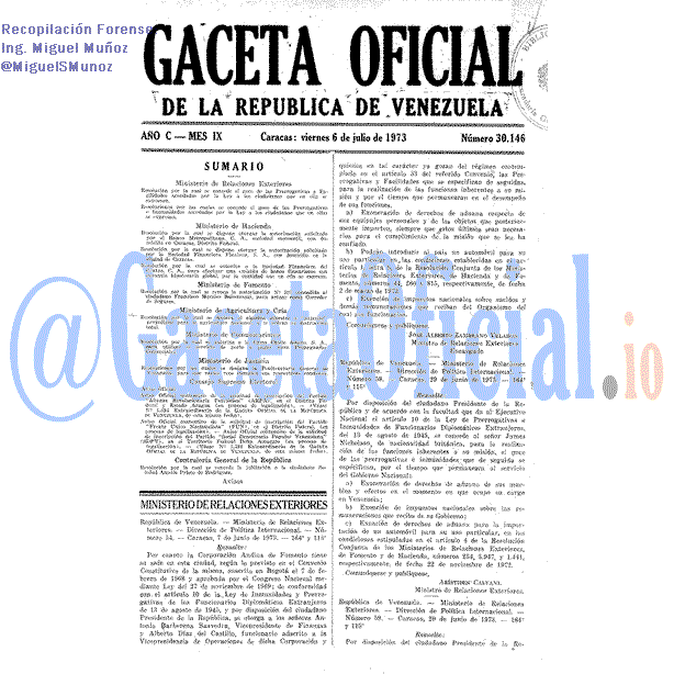 Gaceta Oficial 30146 del 6 Julio 1973