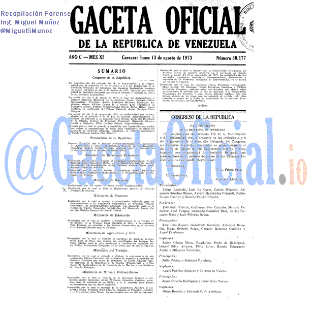Gaceta Oficial 30177 del 13 Agosto 1973