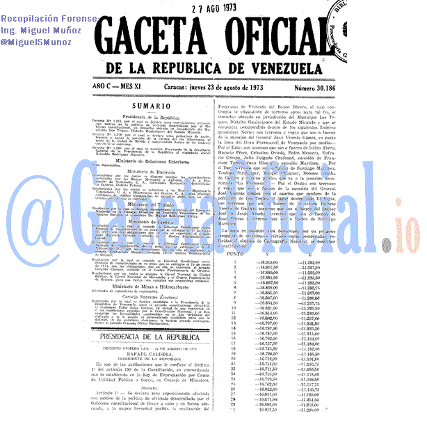 Gaceta Oficial 30186 del 23 Agosto 1973