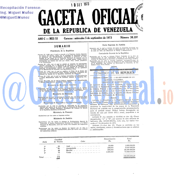 Gaceta Oficial 30197 del 5 Septiembre 1973