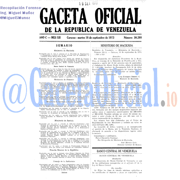 Gaceta Oficial 30208 del 18 Septiembre 1973