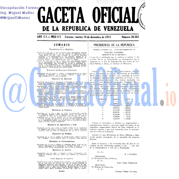 Gaceta Oficial 30283 del 18 Diciembre 1973