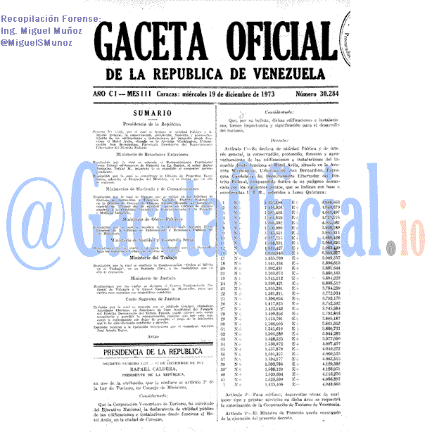 Gaceta Oficial 30284 del 19 Diciembre 1973