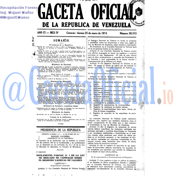Gaceta Oficial 30313 del 25 Enero 1974
