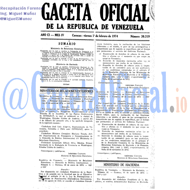 Gaceta Oficial 30319 del 1 Febrero 1974