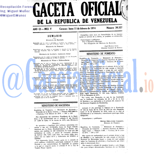 Gaceta Oficial 30327 del 11 Febrero 1974