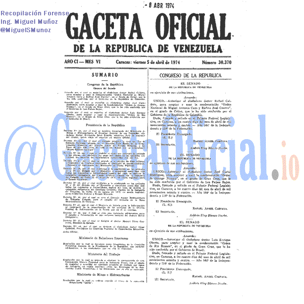 Gaceta Oficial 30370 del 5 Abril 1974